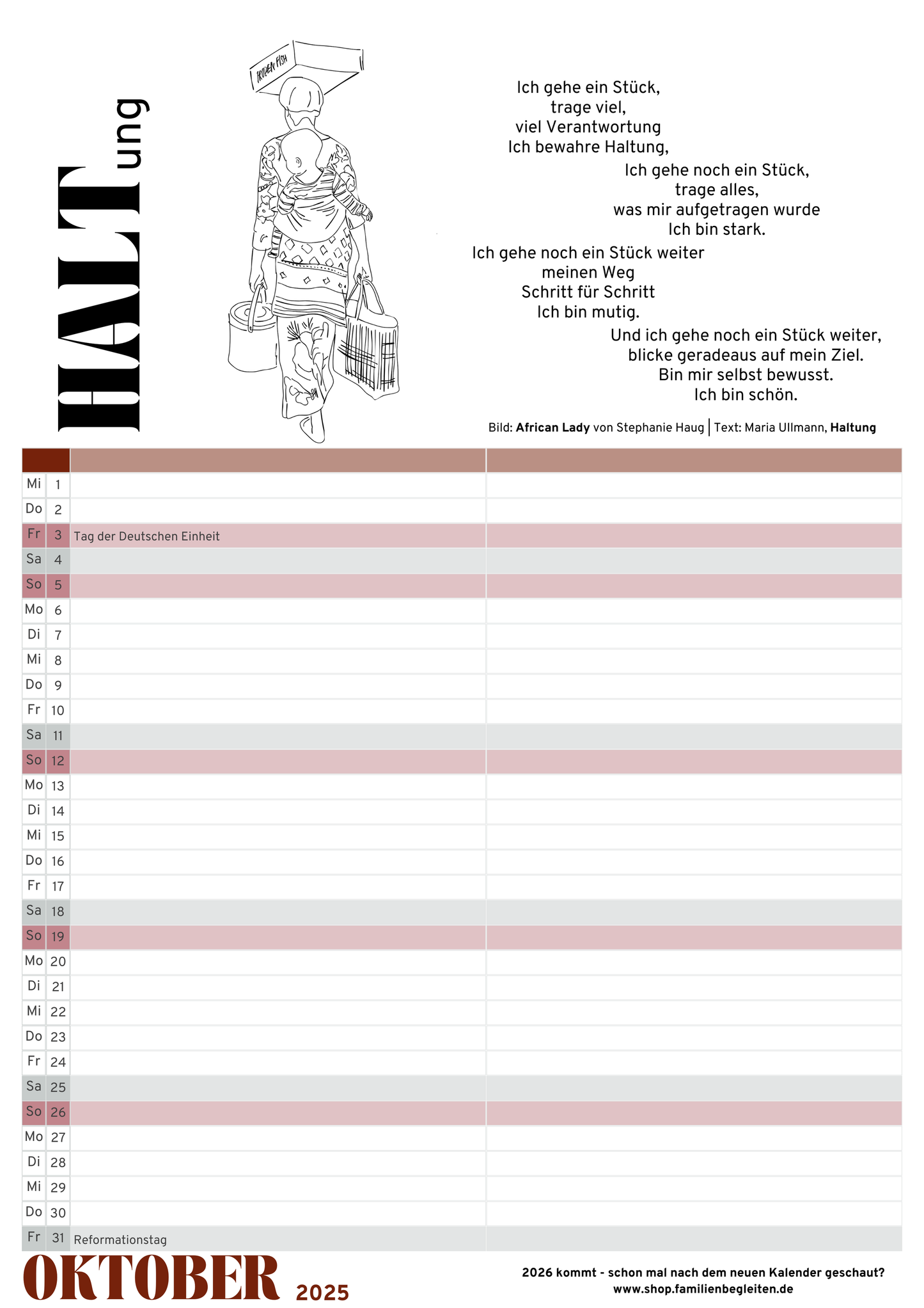 Kalender 2025 mit Spalten | A3 | bourdeaux-grau | Familienkalender